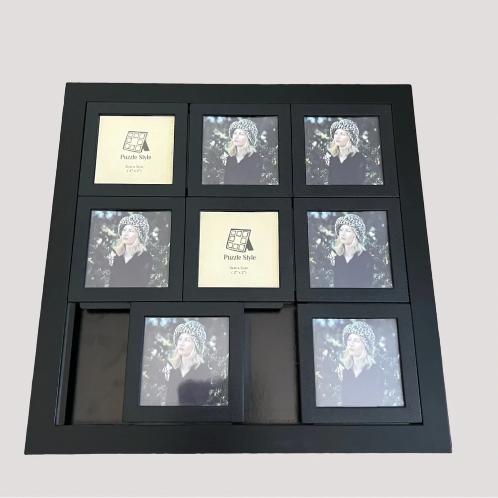 Black Multi-Photo Puzzle Table Frame fits 8 2x2 Photos